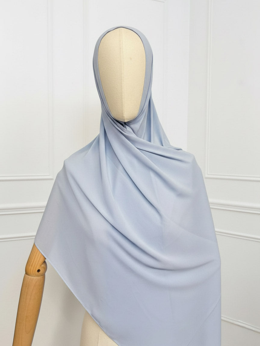 Hijab avec aimants intégrés en Mousseline - Bleu ciel