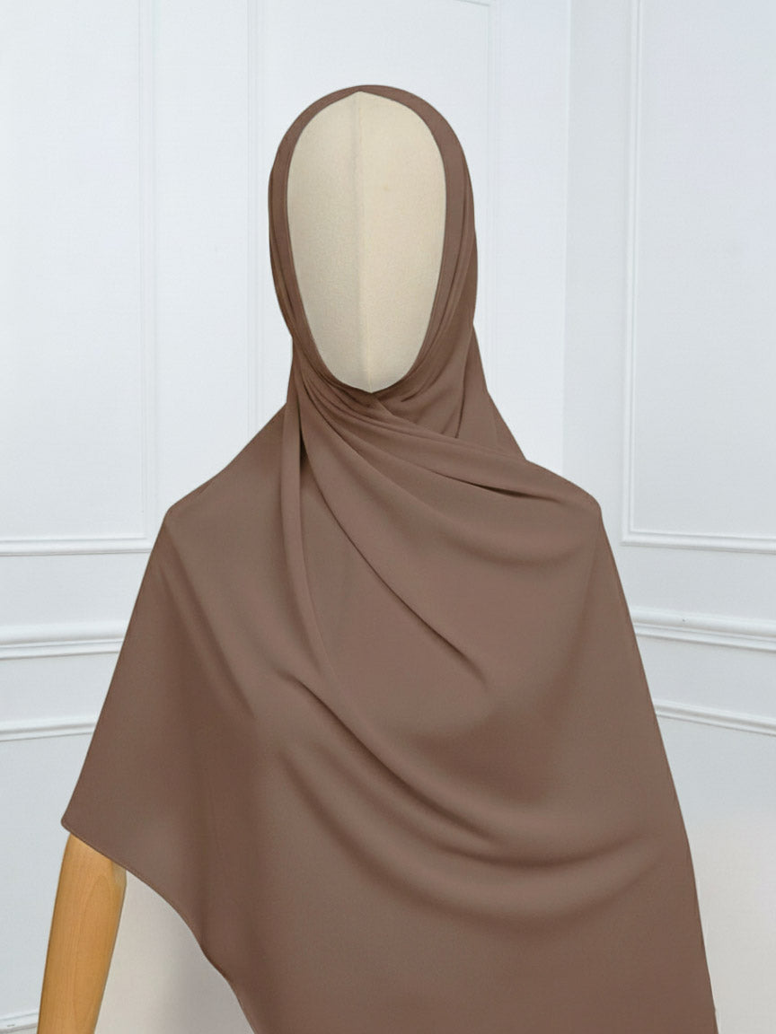 Hijab avec aimants intégrés en Mousseline - Taupe