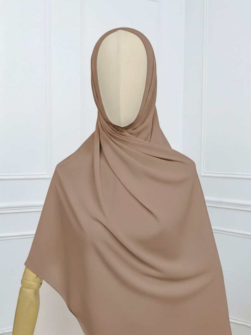 Hijab avec aimants intégrés en Mousseline - Taupe clair