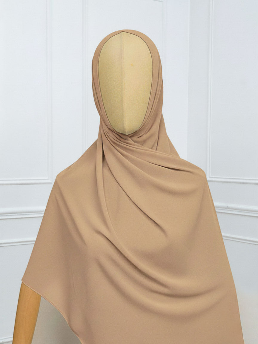 Hijab avec aimants intégrés en Mousseline - Beige