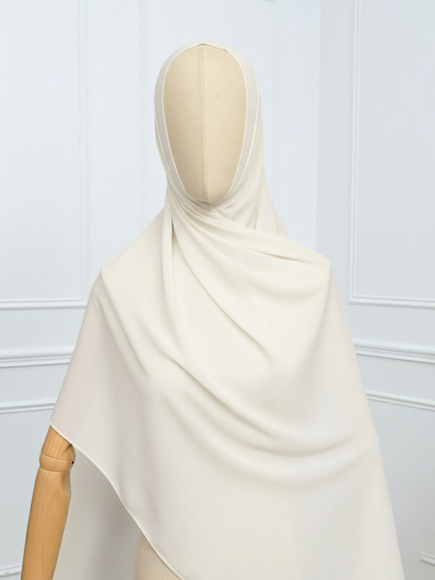 Hijab avec aimants intégrés en Mousseline - Blanc