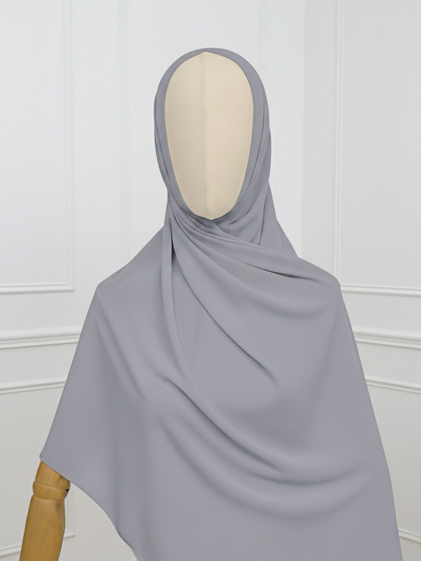 Hijab avec aimants intégrés en Mousseline - Gris clair