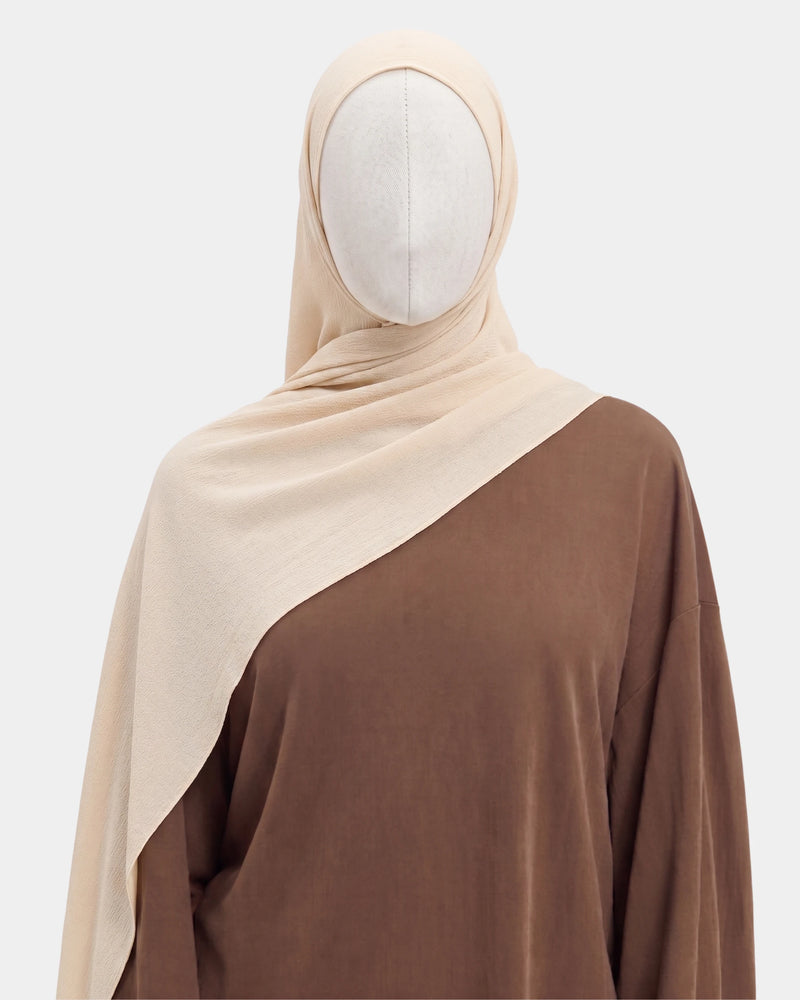 Hijab avec aimants intégrés en Mousseline - Beige