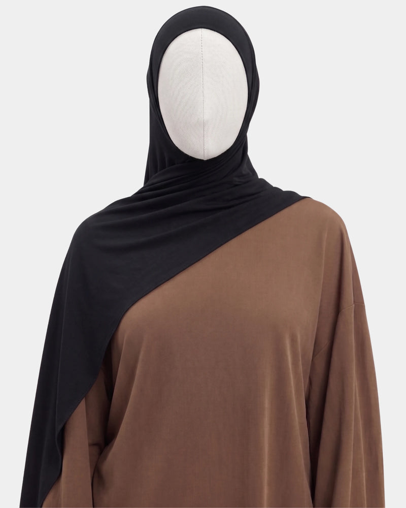 Hijab avec aimants intégrés en Mousseline - Noir