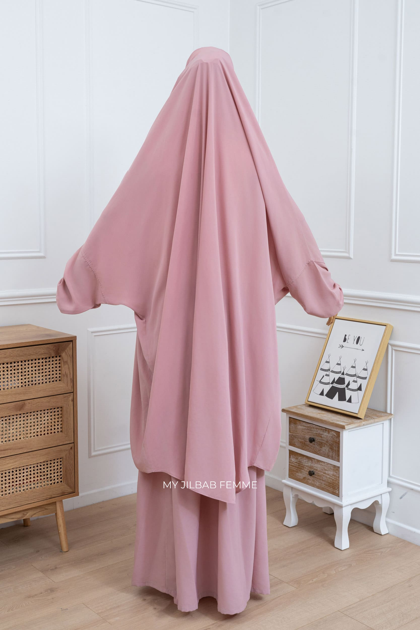 Jilbab 2 pièces - Rose - Petite Taille