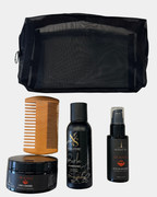 Kit soin barbe : Huile + Cire + Shampoing Barbe + Peigne + Trousse - Or Rouge