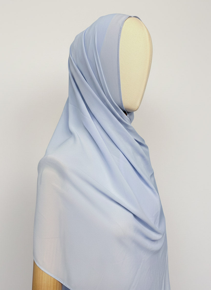 Hijab avec aimants intégrés en Mousseline - Bleu ciel