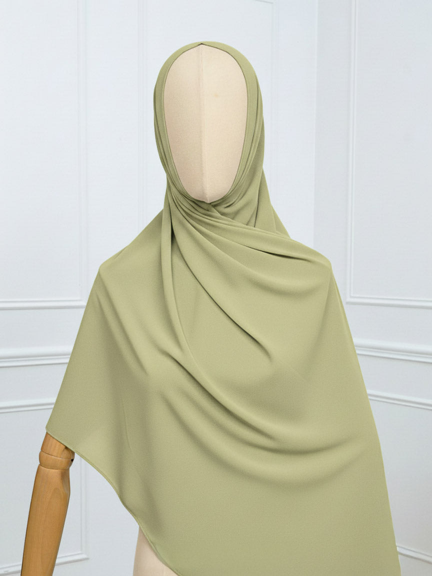 Hijab avec aimants intégrés en Mousseline - Kaki