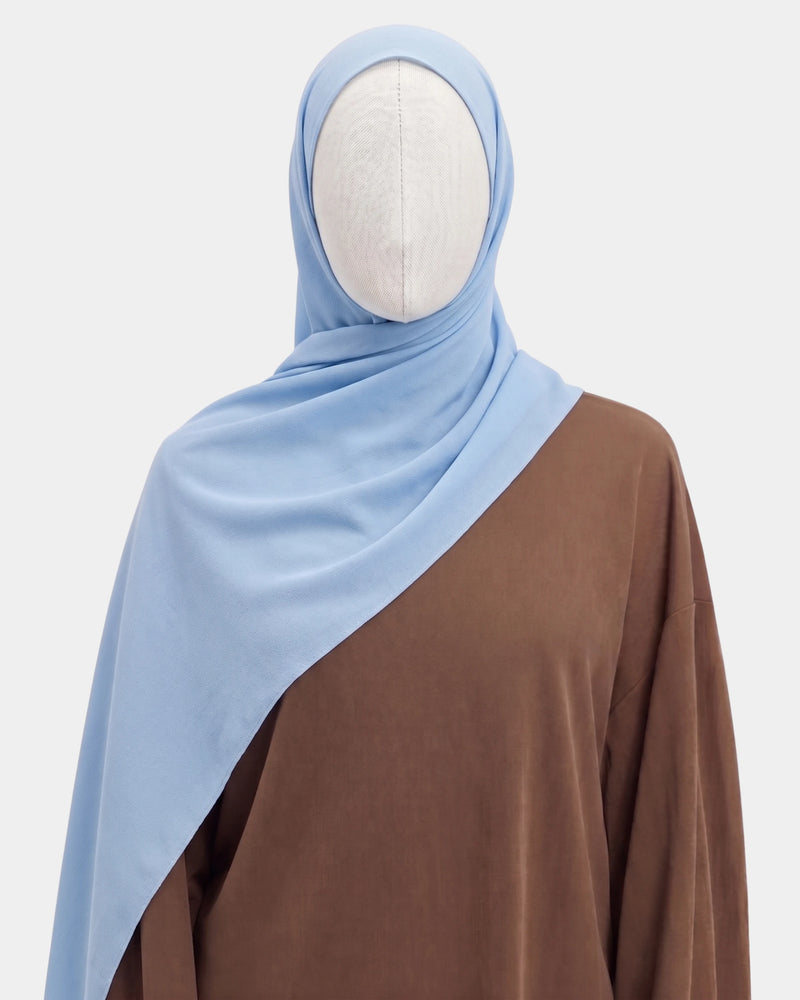 Hijab avec aimants intégrés en Mousseline - Bleu ciel