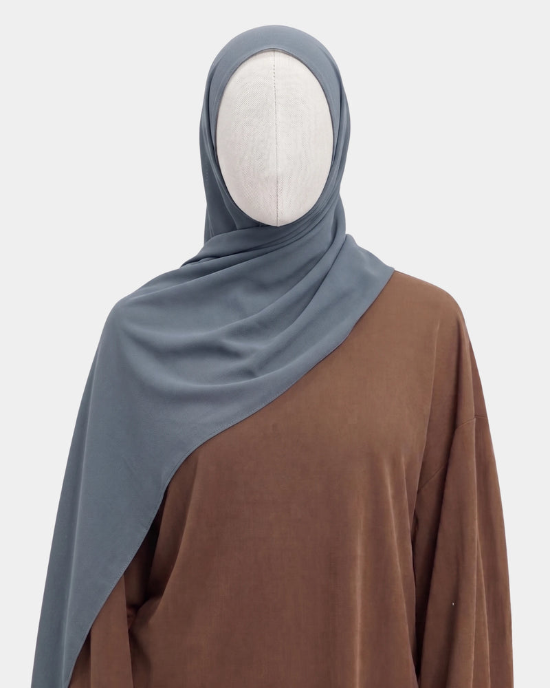 Hijab avec aimants intégrés en Mousseline - Bleu nuit
