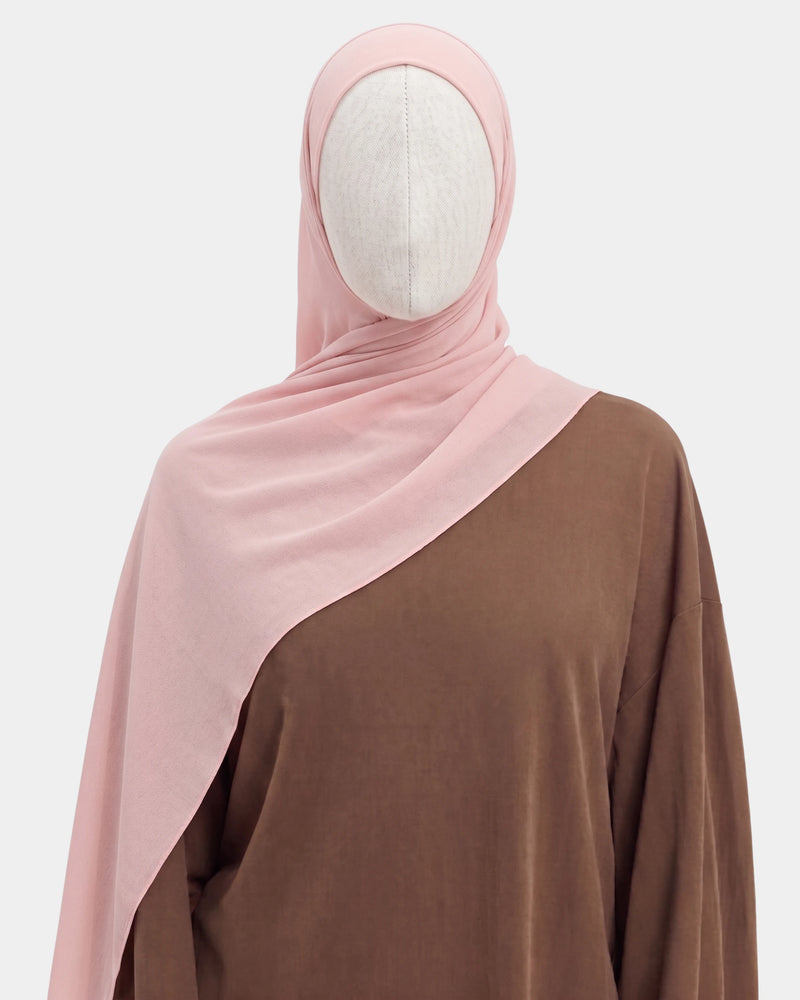Hijab avec aimants intégrés en Mousseline - Rose