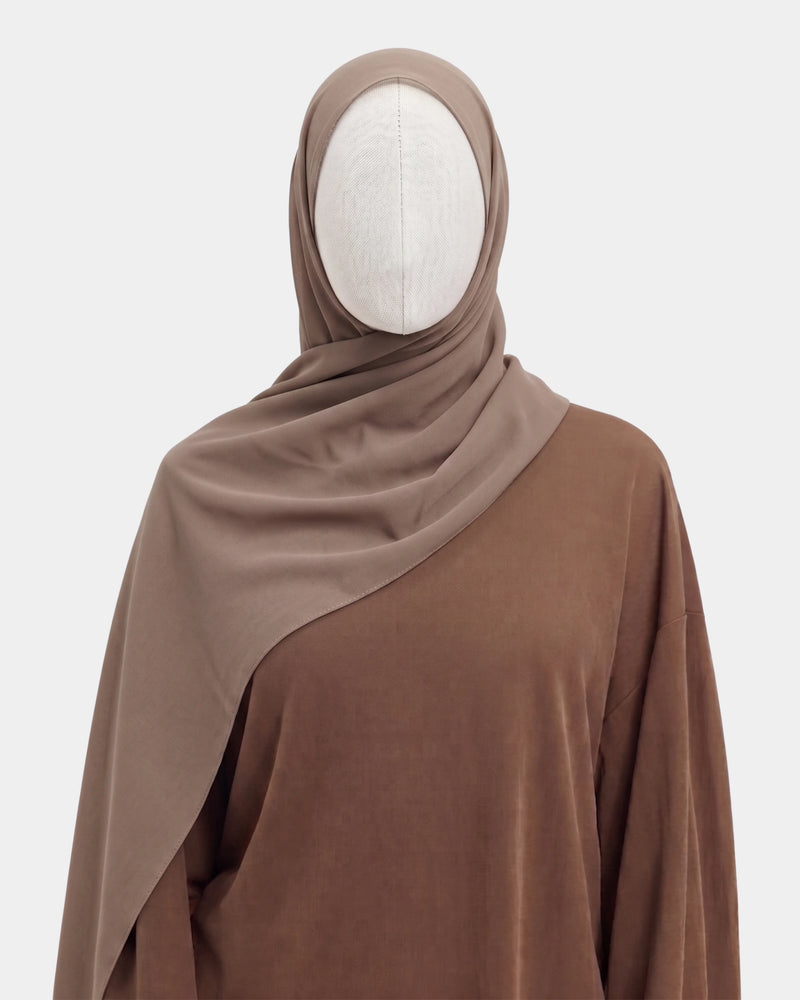 Hijab avec aimants intégrés en Mousseline - Taupe clair