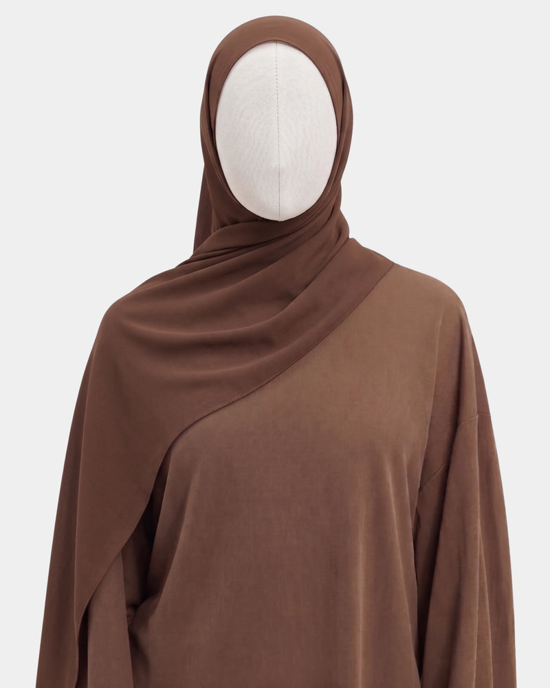 Hijab avec aimants intégrés en Mousseline - Taupe