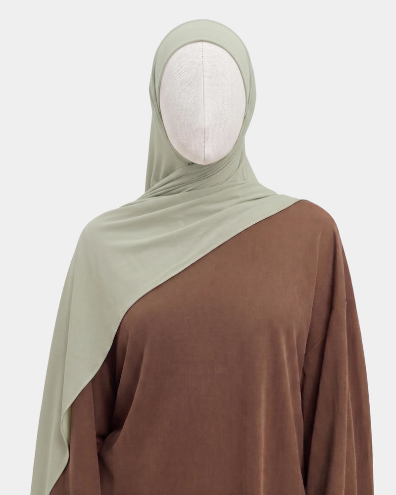Hijab avec aimants intégrés en Mousseline - Vert amande