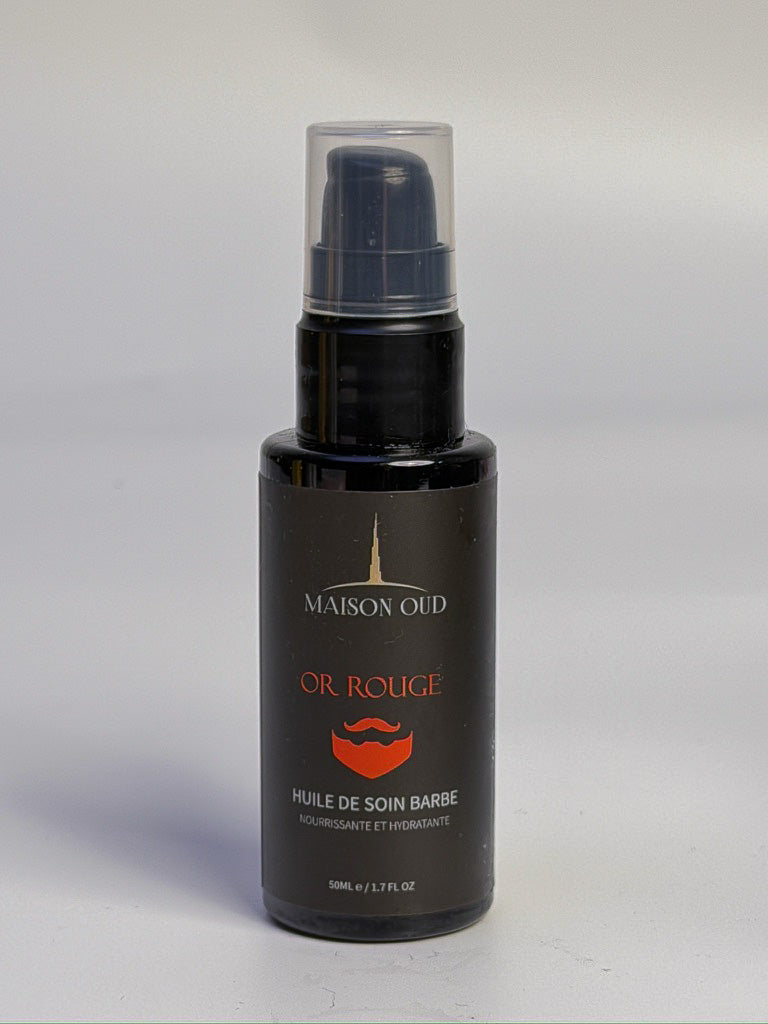 Kit soin barbe : Huile + Cire + Shampoing Barbe + Peigne + Trousse - Or Rouge