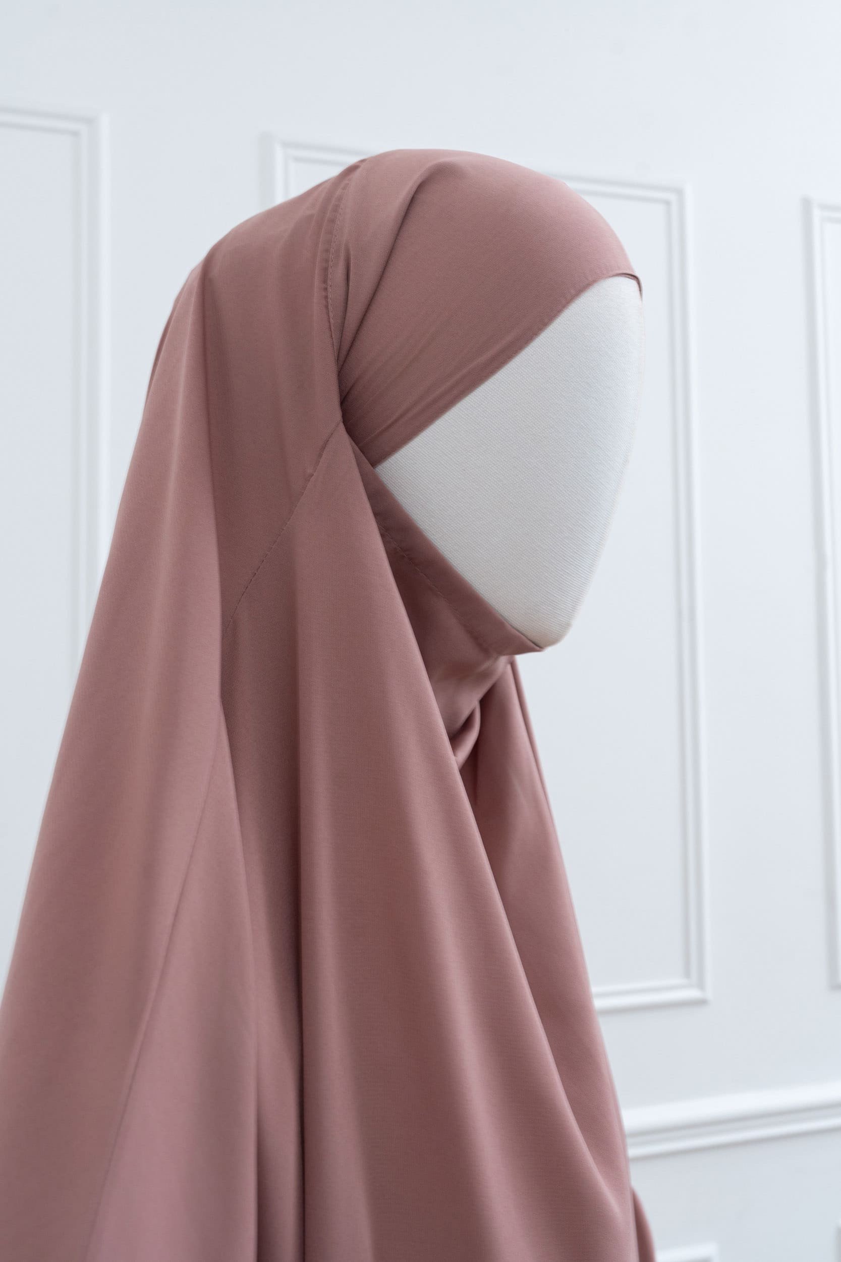 jilbab une pièce beige rose hijab profil