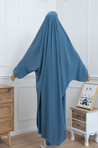 jilbab une pièce bleu marine dos