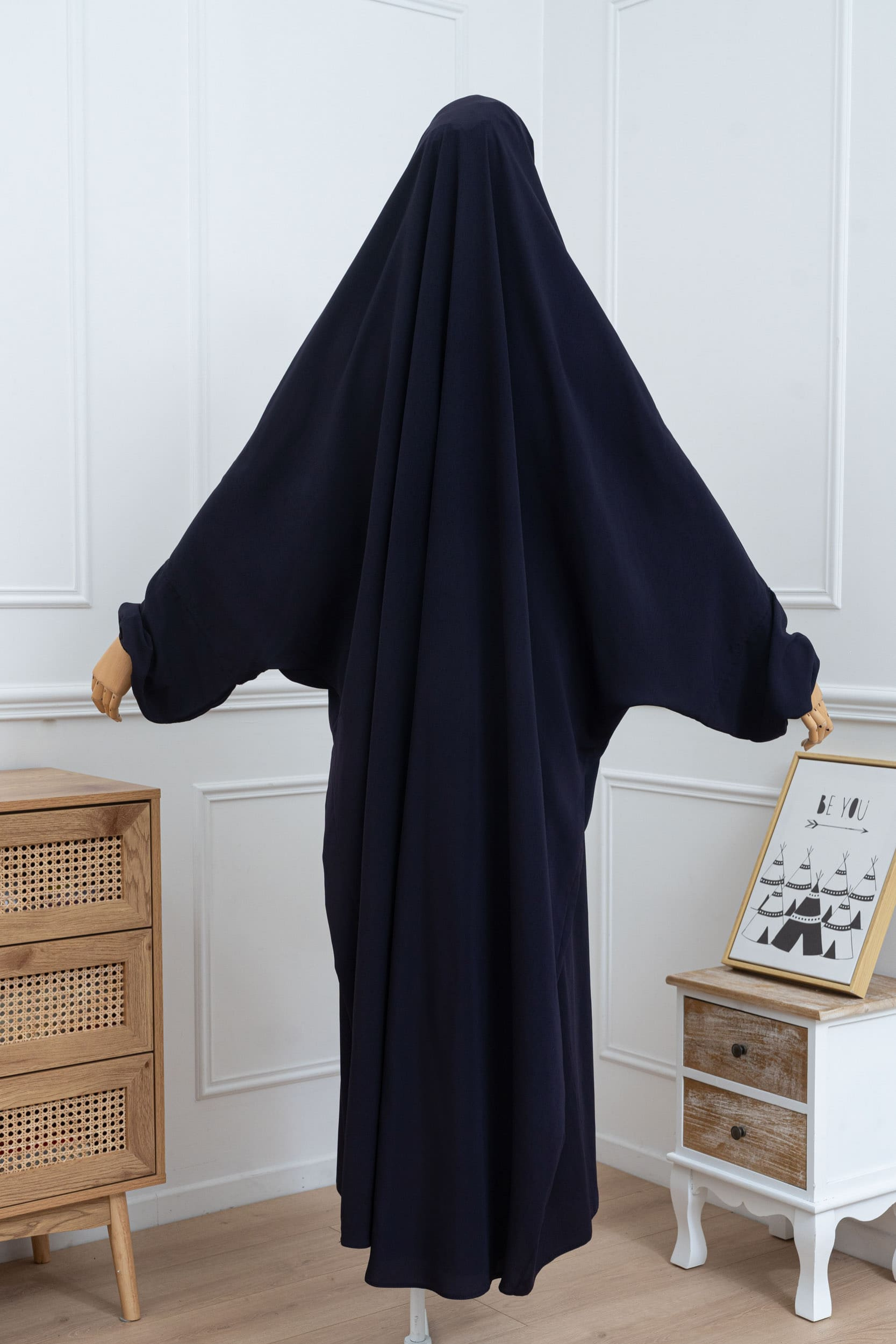 jilbab une pièce bleu marine dos