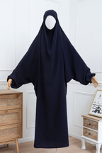 jilbab une pièce bleu marine face