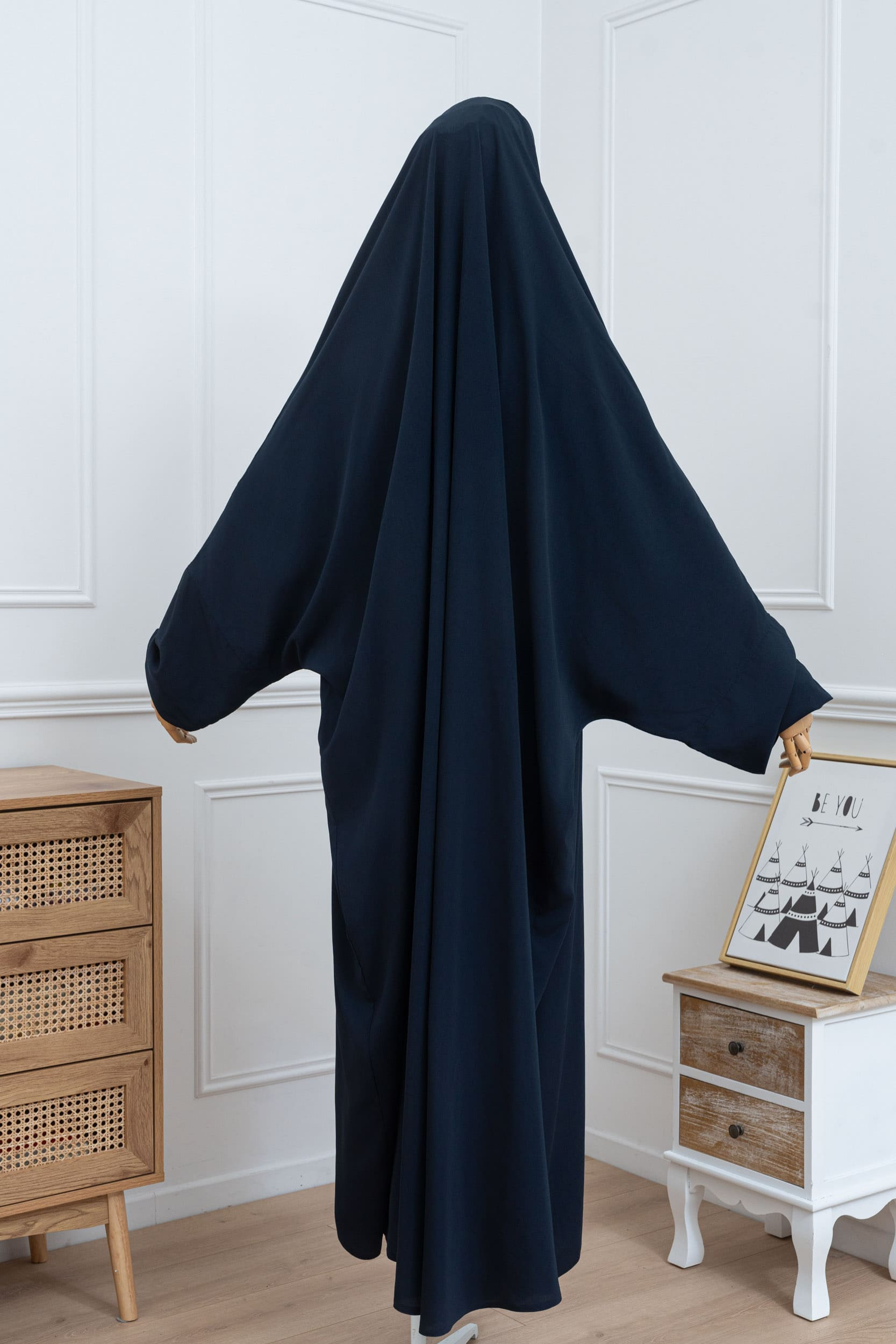 jilbab une pièce bleu pétrole dos