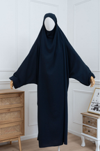 jilbab une pièce bleu pétrole face 