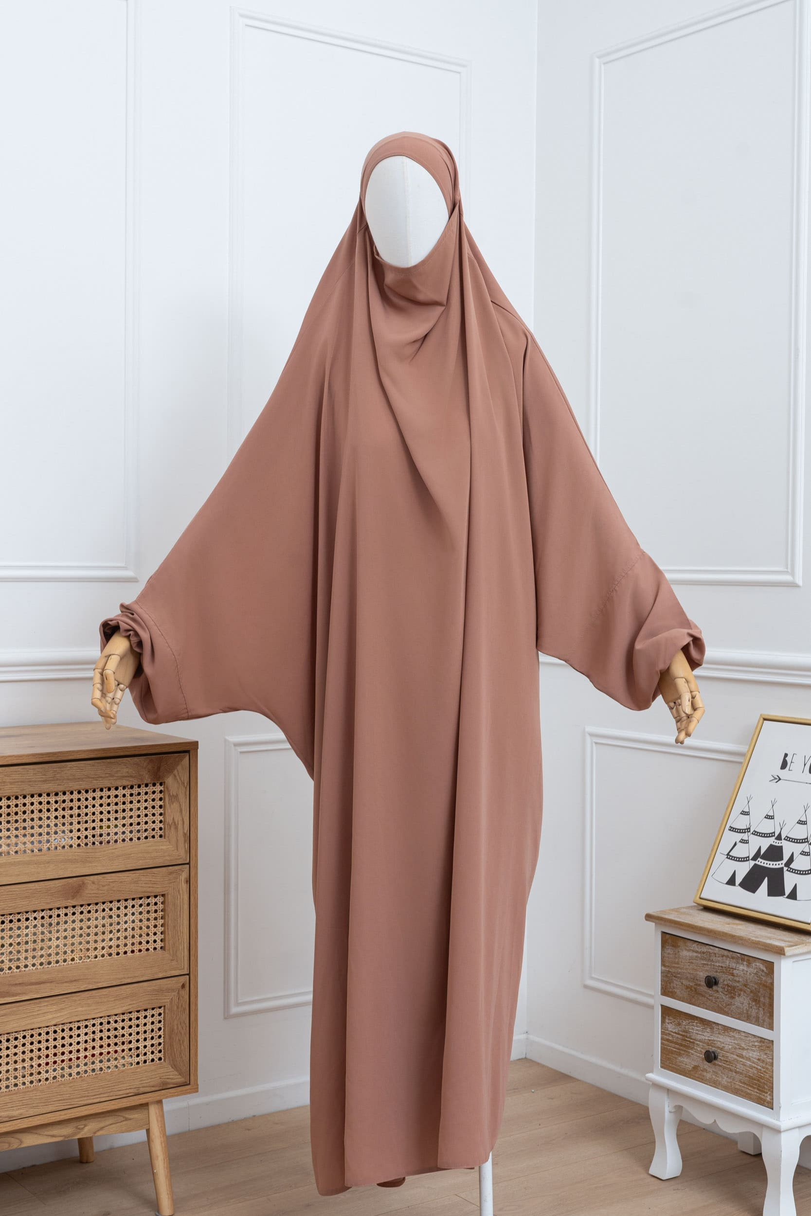 jilbab une pièce camel face