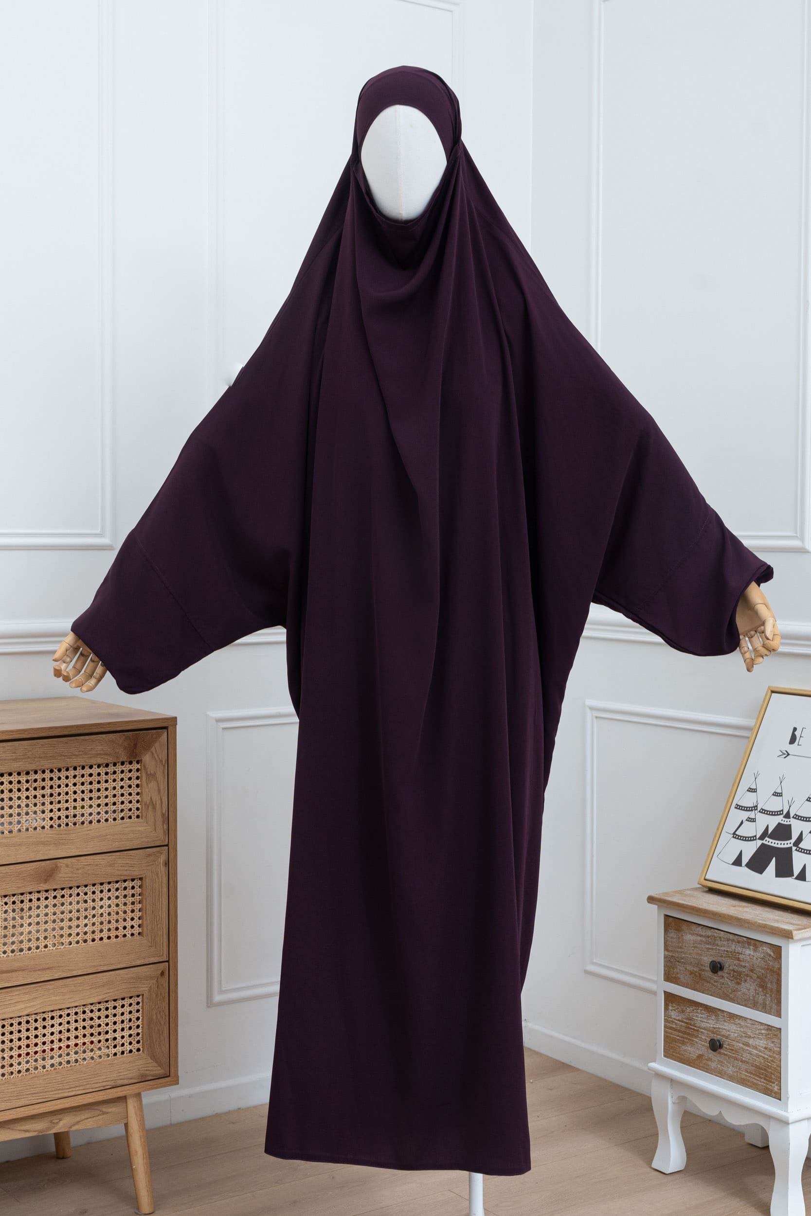 jilbab une pièce framboise face