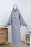 jilbab une pièce gris clair face