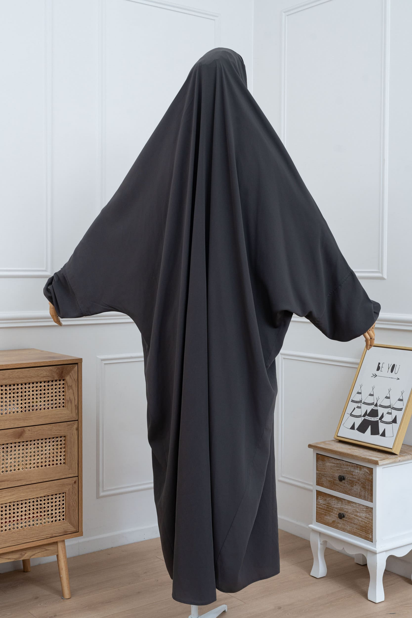 jilbab une pièce gris dos