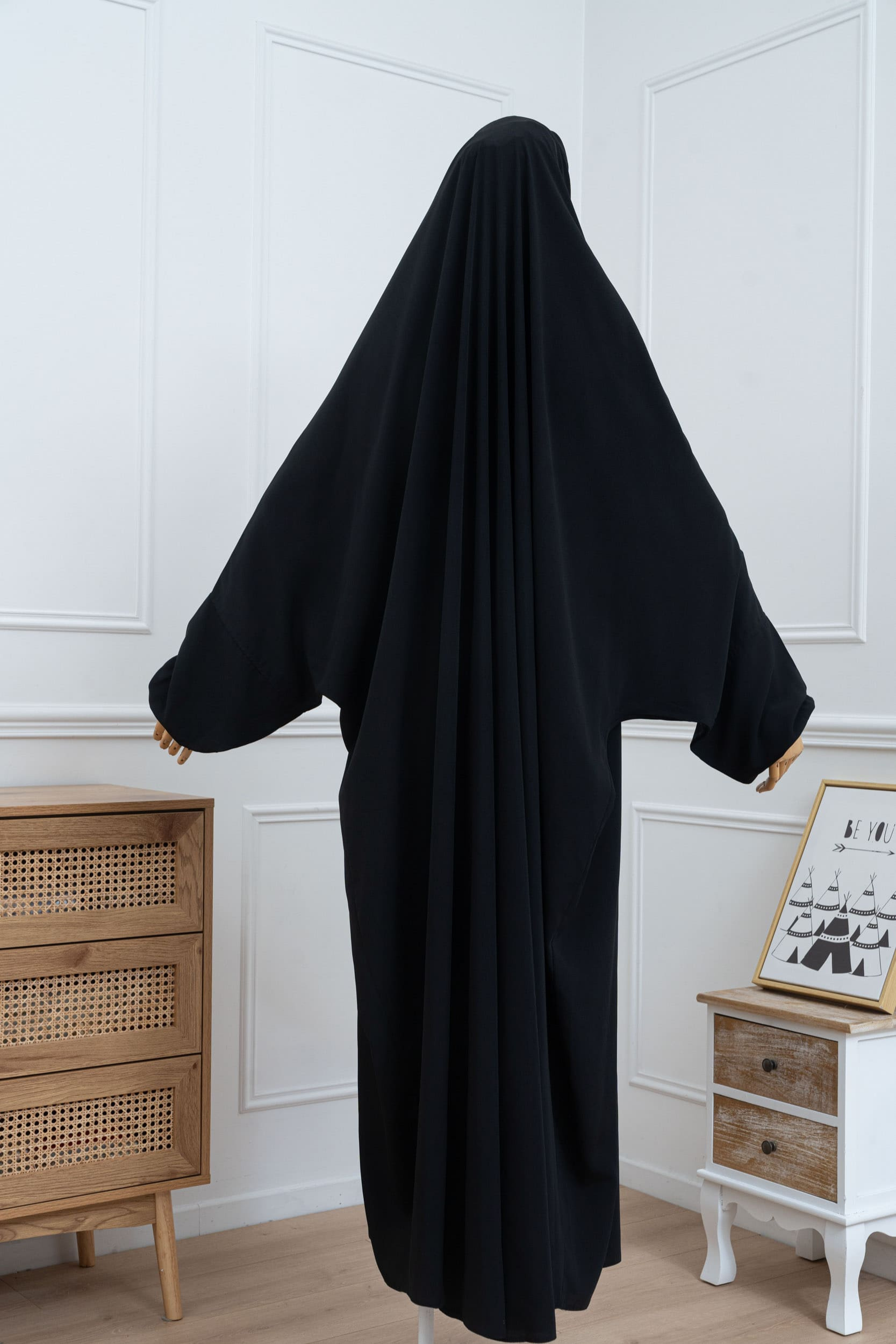 jilbab une pièce noir dos