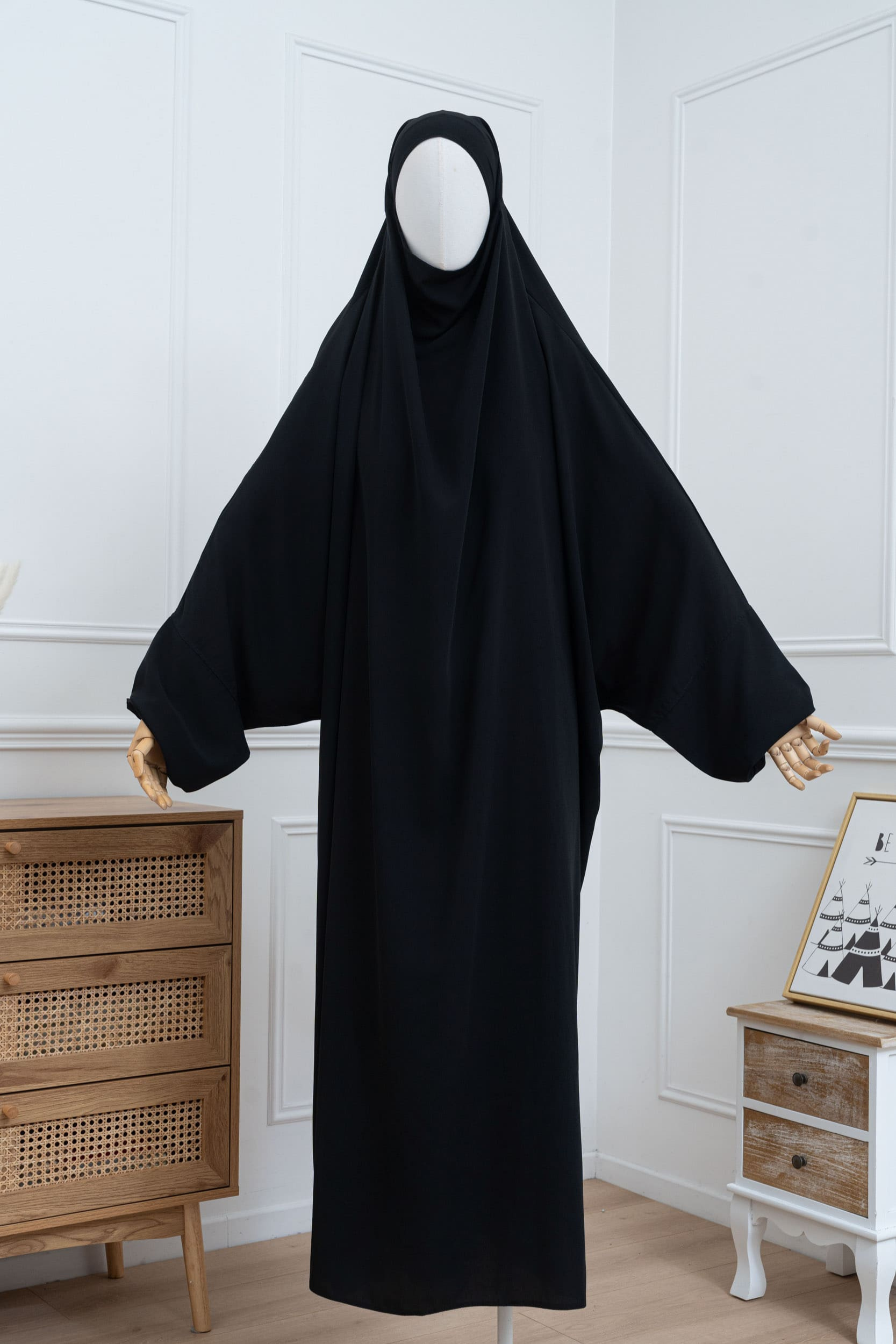 jilbab une pièce noir face