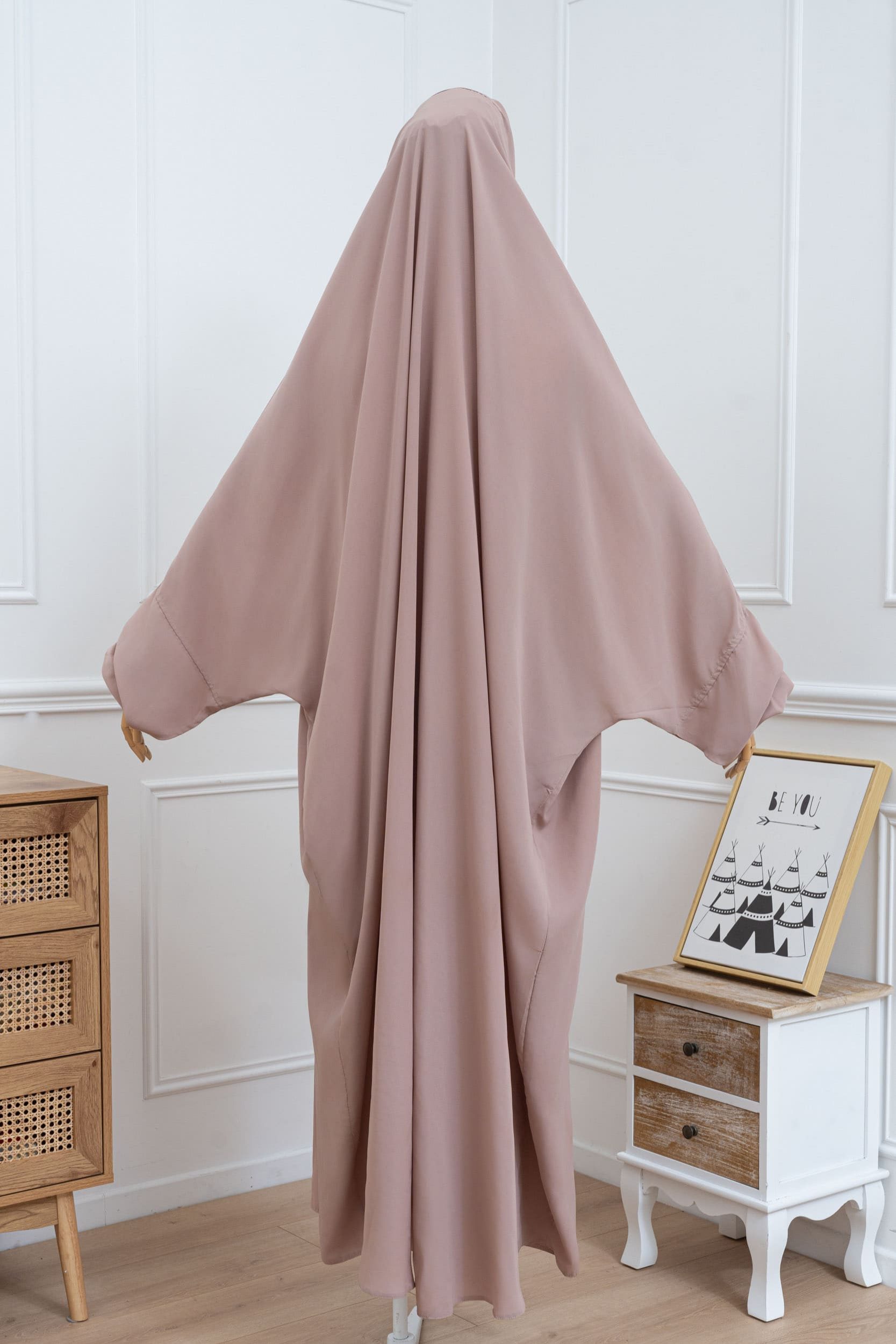 jilbab une pièce taupe clair dos