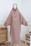 jilbab une pièce taupe clair face