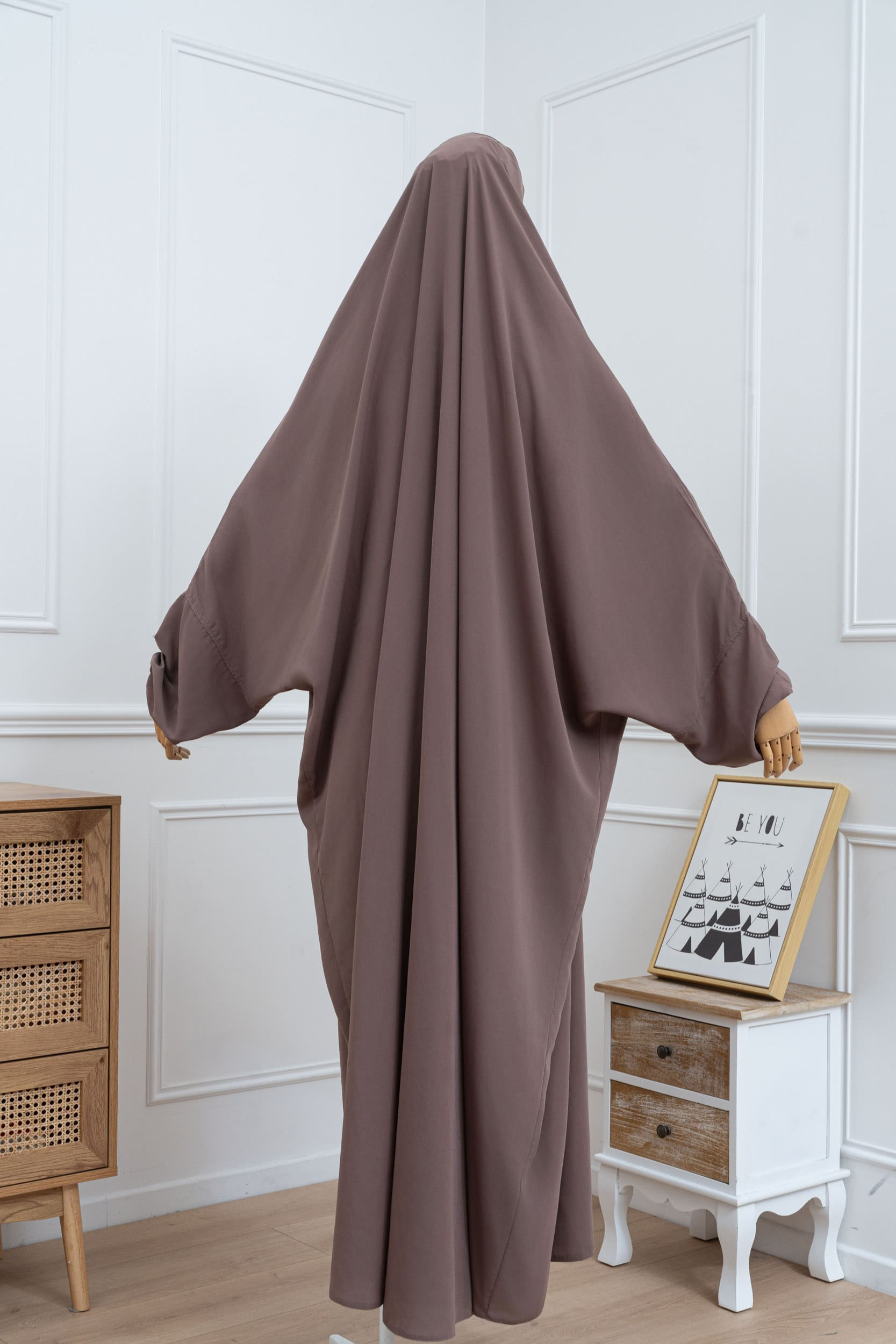 jilbab une pièce taupe dos