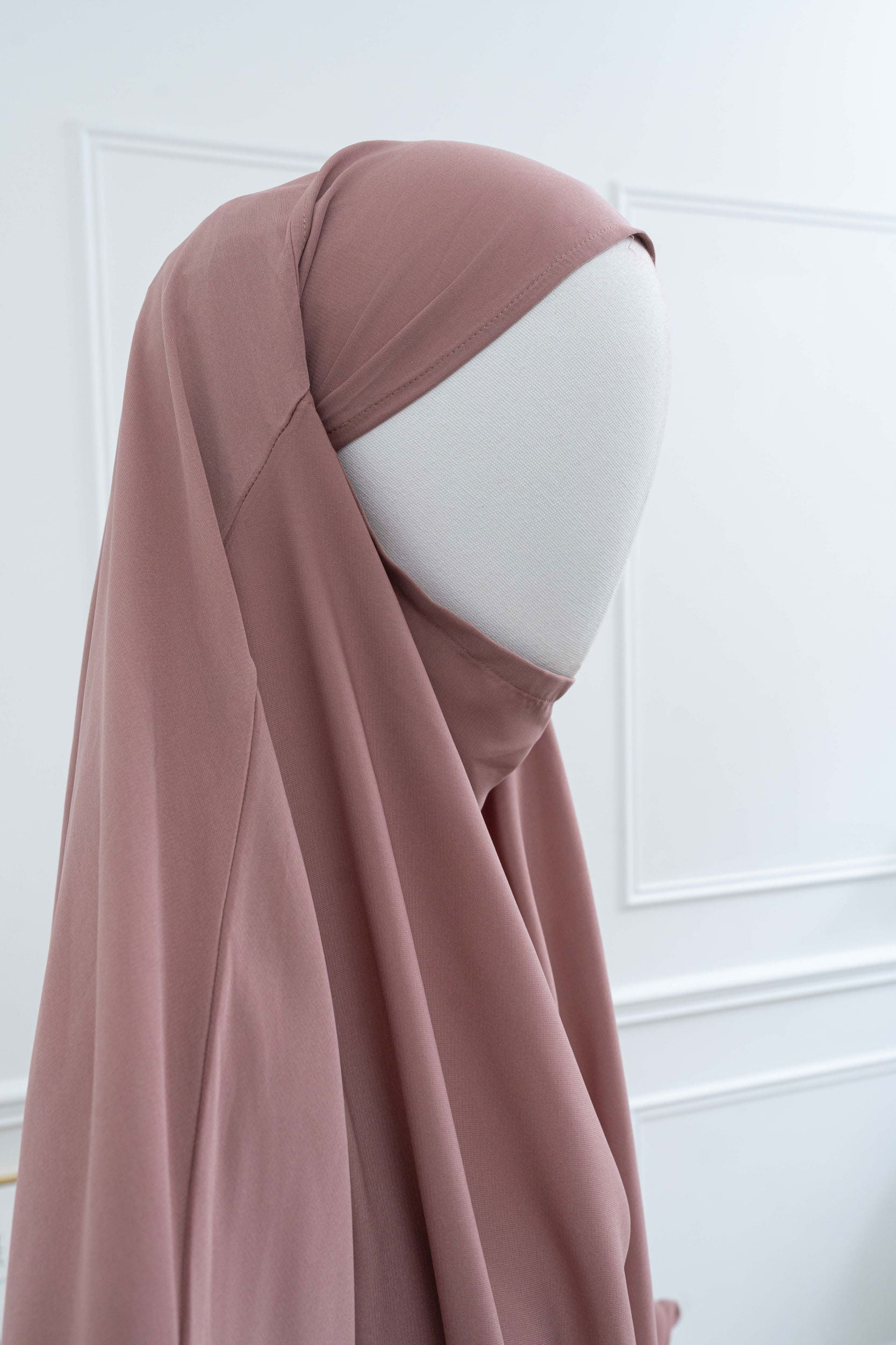 jilbab deux pièce beige rose hijab profil