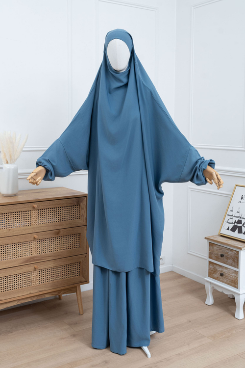 jilbab deux pièce bleu jeans 