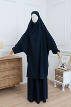 jilbab deux pièce bleu marine face