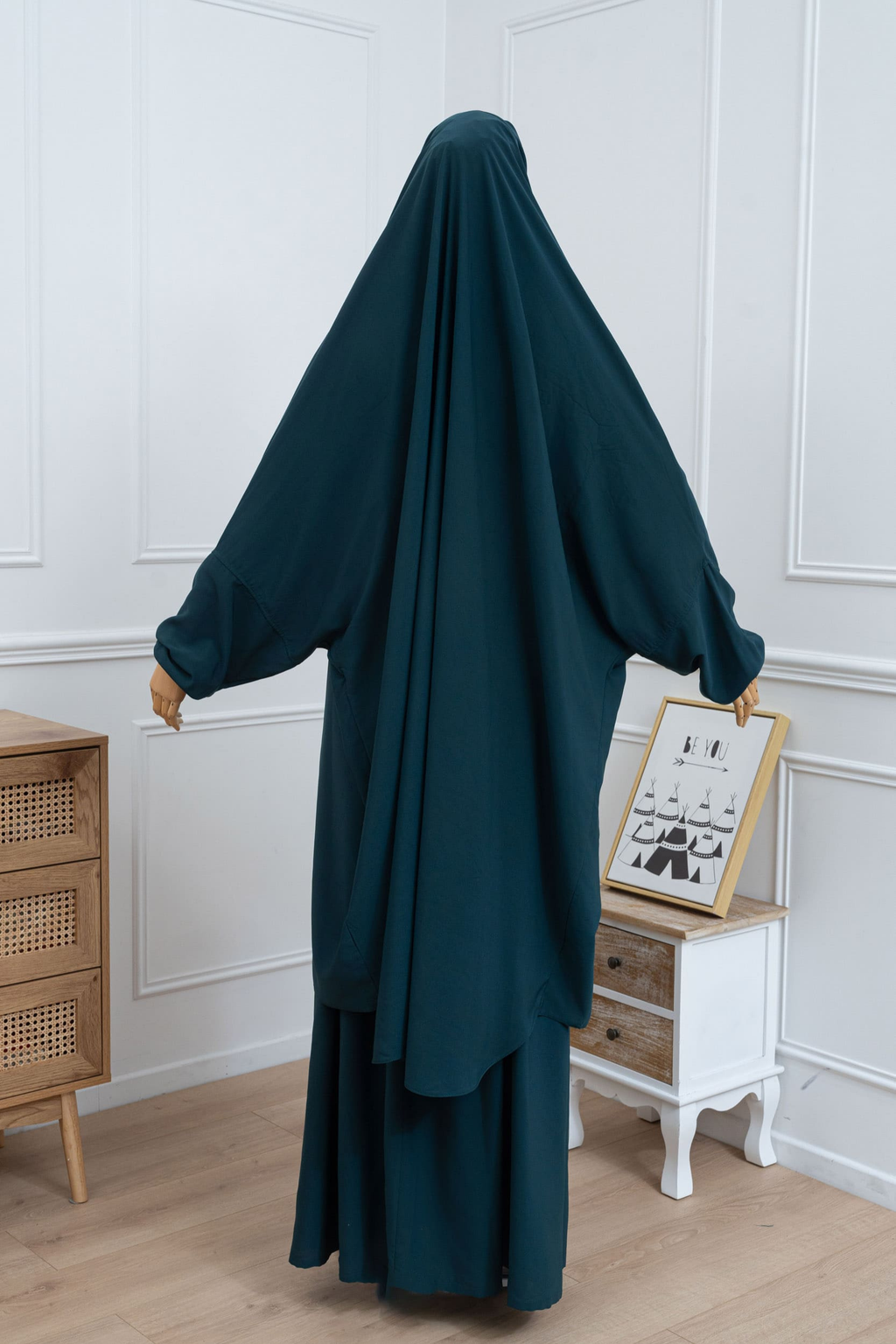 jilbab deux pièce bleu pétrole dos