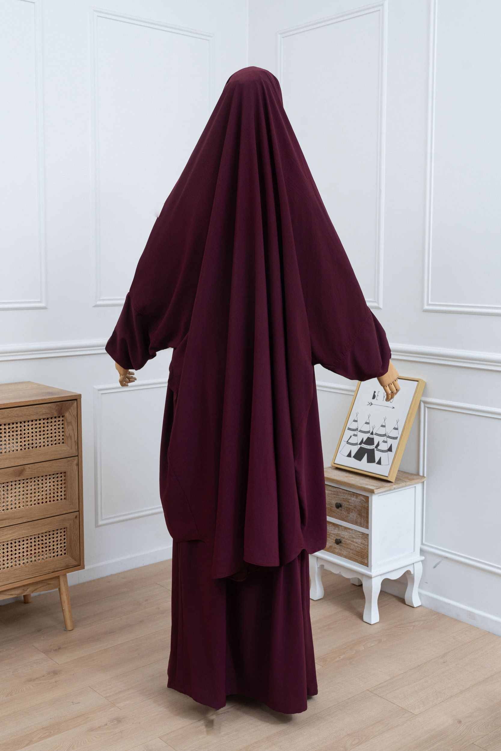 jilbab deux pièce bordeaux dos
