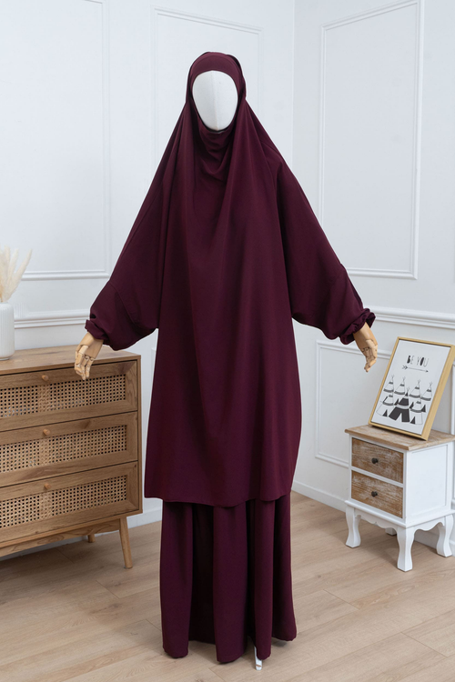 jilbab deux pièce bordeaux face