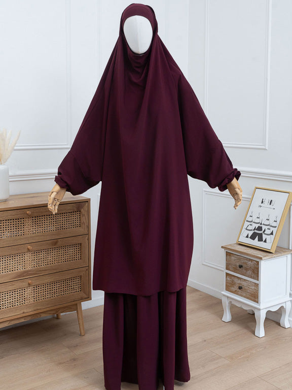 Jilbab 2 pièces - Bordeaux - Petite Taille