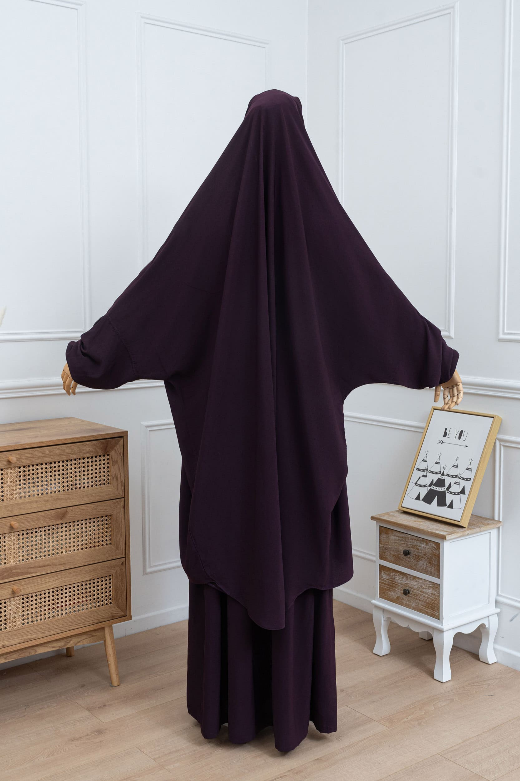 jilbab deux pièces framboise dos