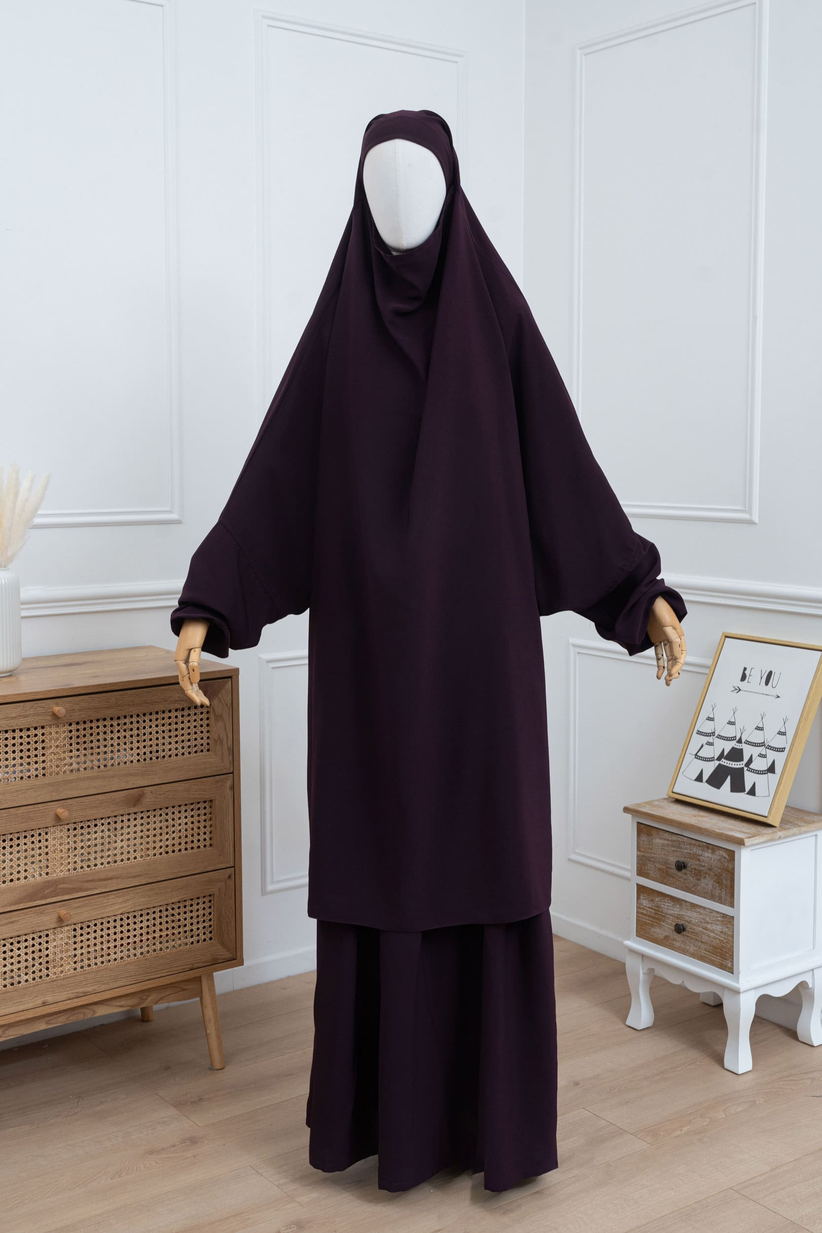 jilbab deux pièces framboise face