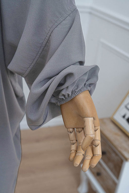 jilbab deux pièces gris clair manche