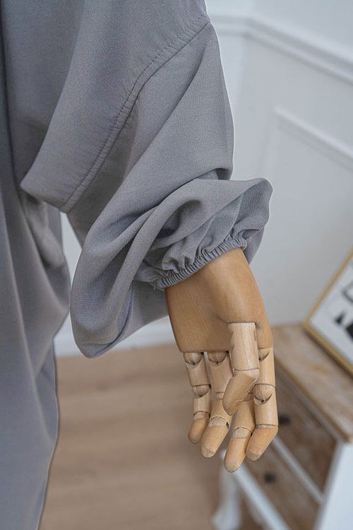 jilbab deux pièces gris clair manche