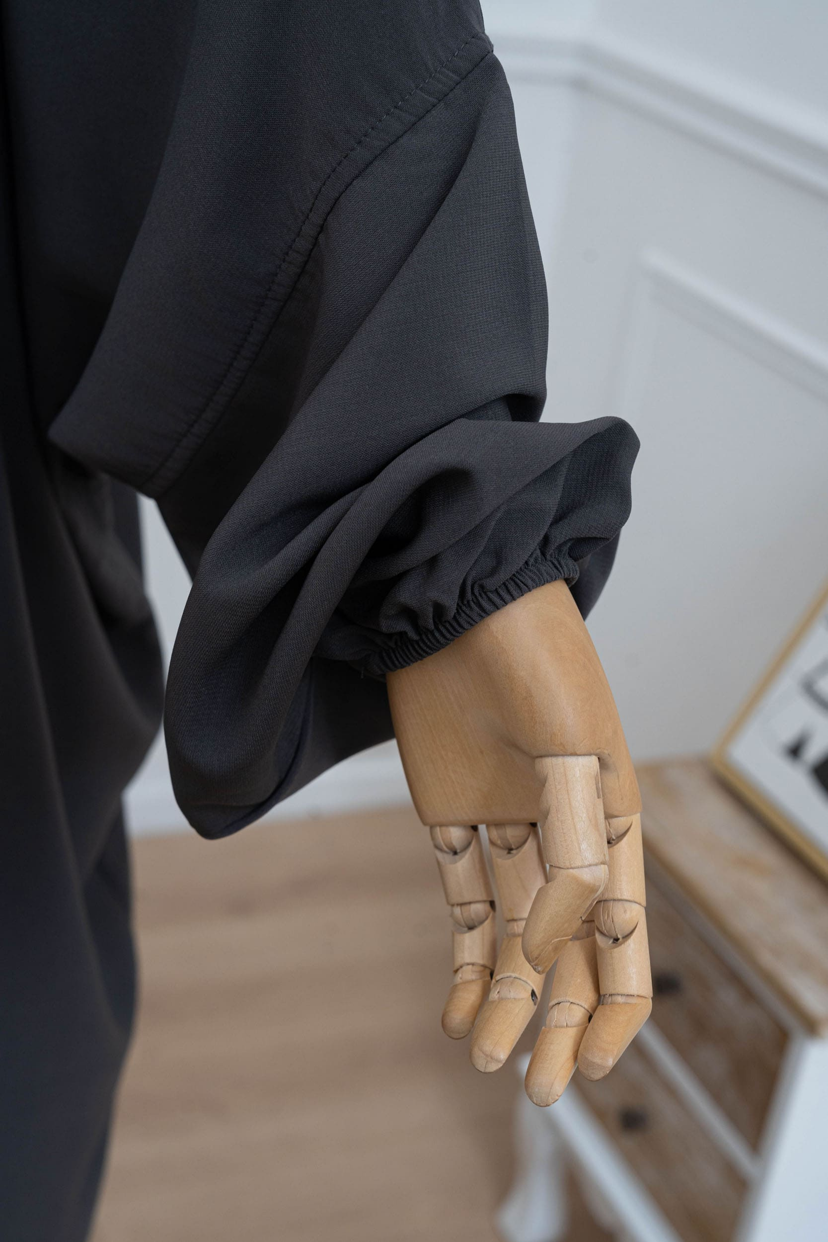 jilbab deux pièces gris foncé manche