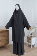 jilbab deux pièces gris foncé face