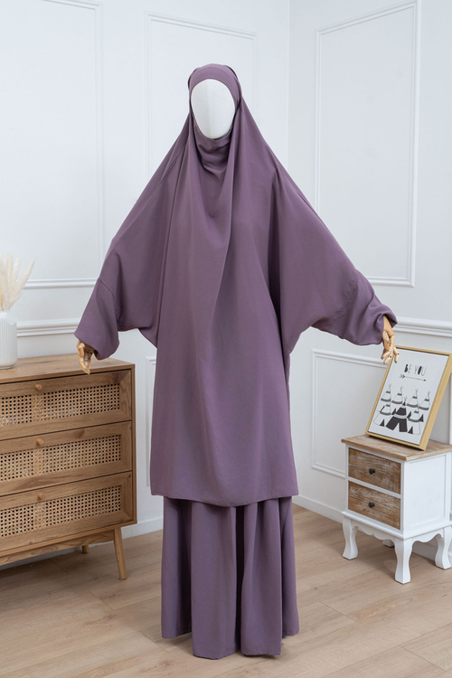 jilbab deux pièces lilas face
