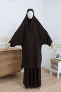 jilbab deux pièces marron café face