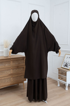 jilbab deux pièces marron café face
